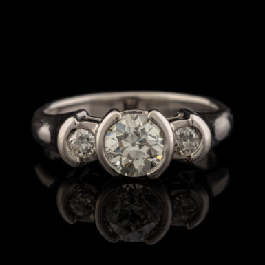 Vintage 1.07 Carat tw Three Diamond Bezel Set Ring in Platinum