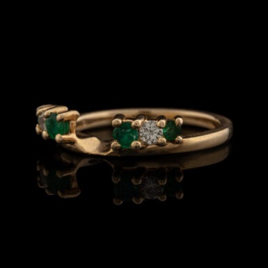 Pre-Owned Emerald & Diamond Wrap Ring in 14K