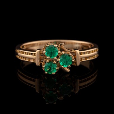 Pre-Owned Synthetic Emerald Ring in 14K