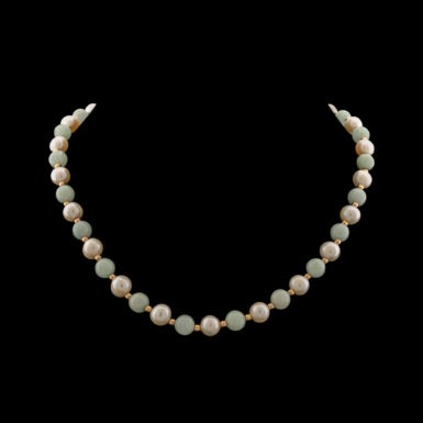 Pre-Owned Pearl & Idocrase Necklace in 14K