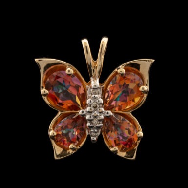 Pre-Owned Topaz & Diamond Butterfly Pendant