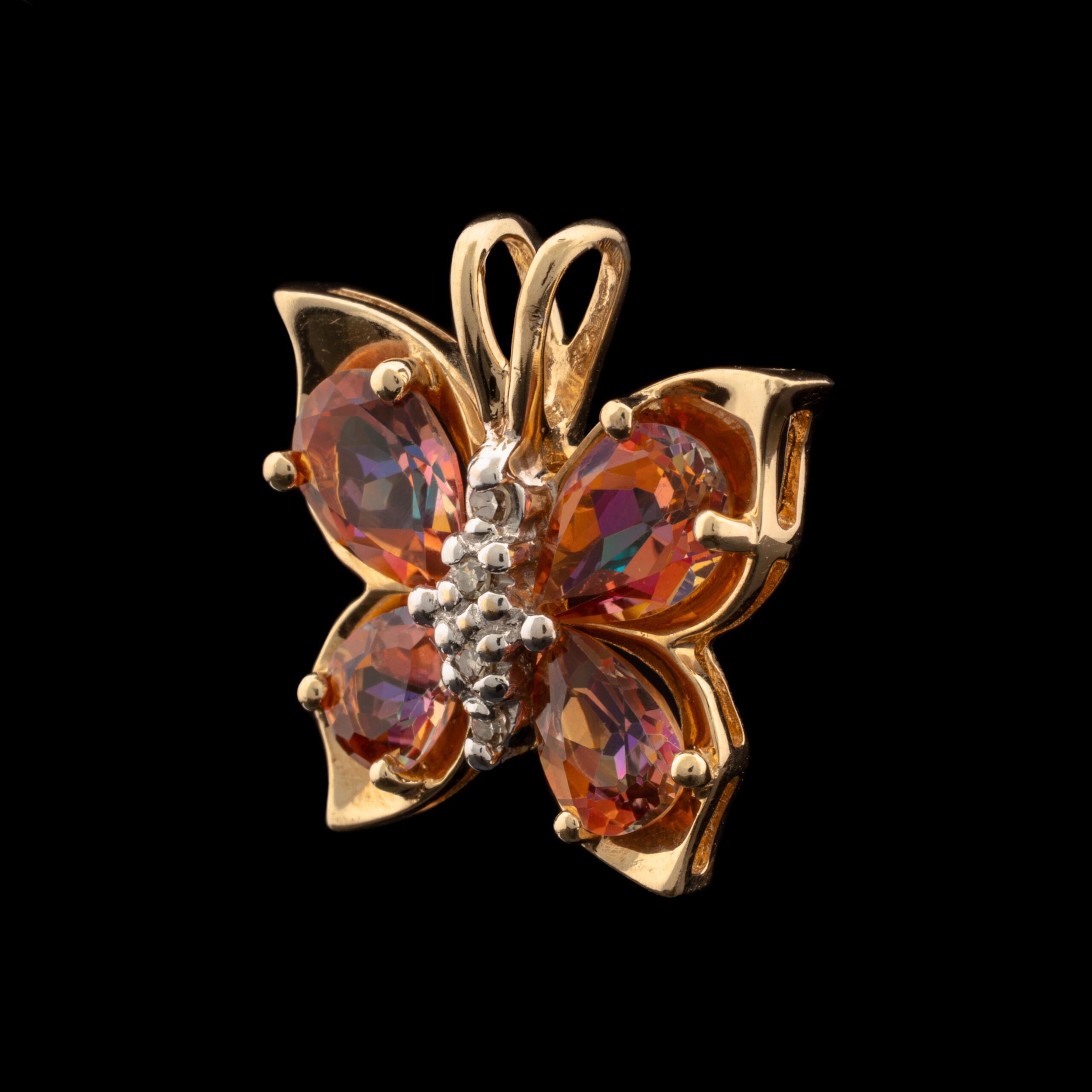Pre-Owned Topaz & Diamond Butterfly Pendant