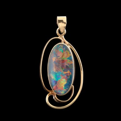 Pre-Owned Synthetic Opal Pendant in 9K