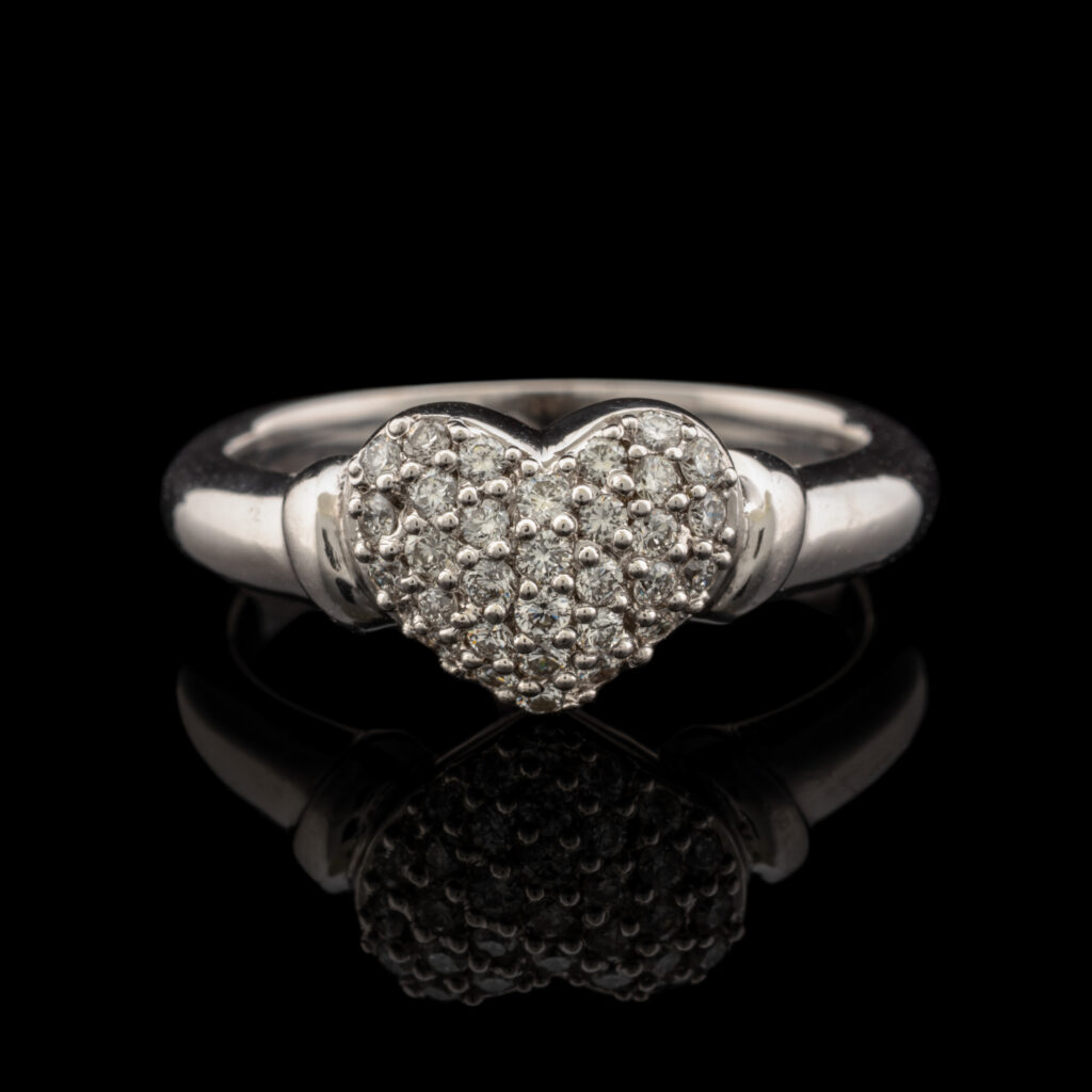 Pre-Owned Diamond Pave Heart Ring in 18K White Gold
