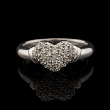 Pre-Owned Diamond Pave Heart Ring in 18K White Gold