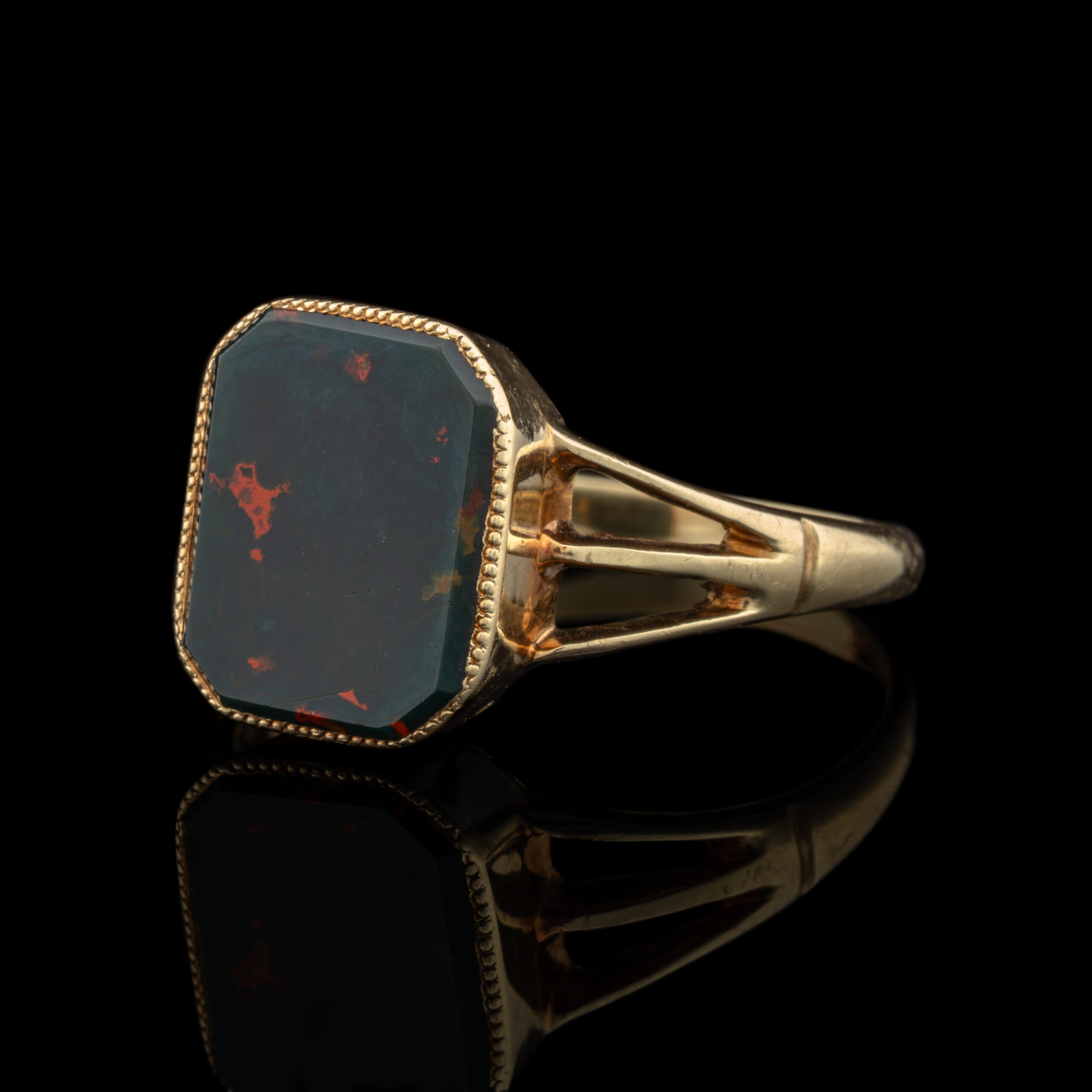 Antique Edwardian Bloodstone Ring in 14K