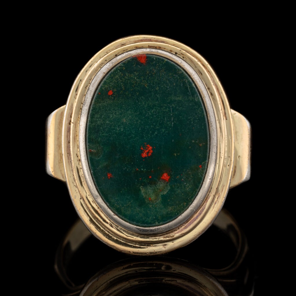 Vintage German Art Nouveau Bloodstone Ring in Sterling Silver