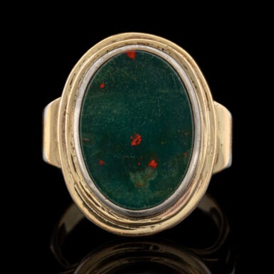 Vintage German Art Nouveau Bloodstone Ring in Sterling Silver