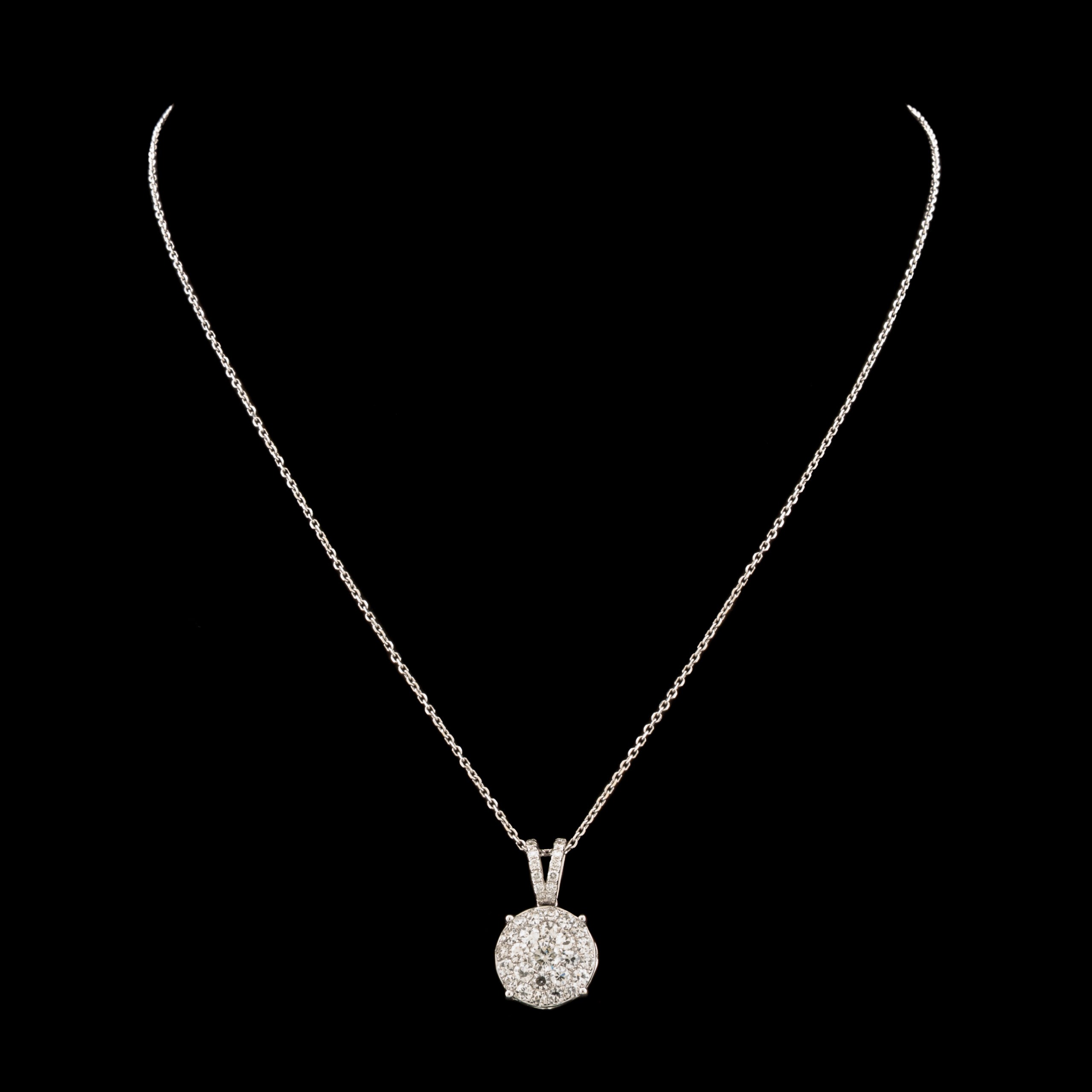 Pre-Owned Diamond Cluster Necklace in 14K White Gold