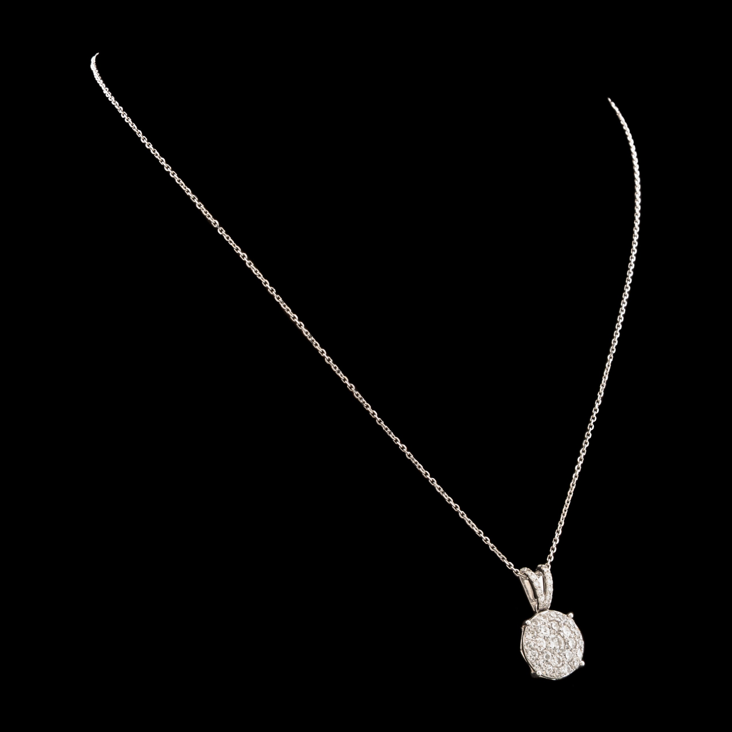 Pre-Owned Diamond Cluster Necklace in 14K White Gold