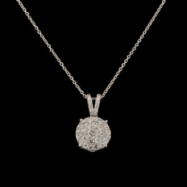 Pre-Owned Diamond Cluster Necklace in 14K White Gold