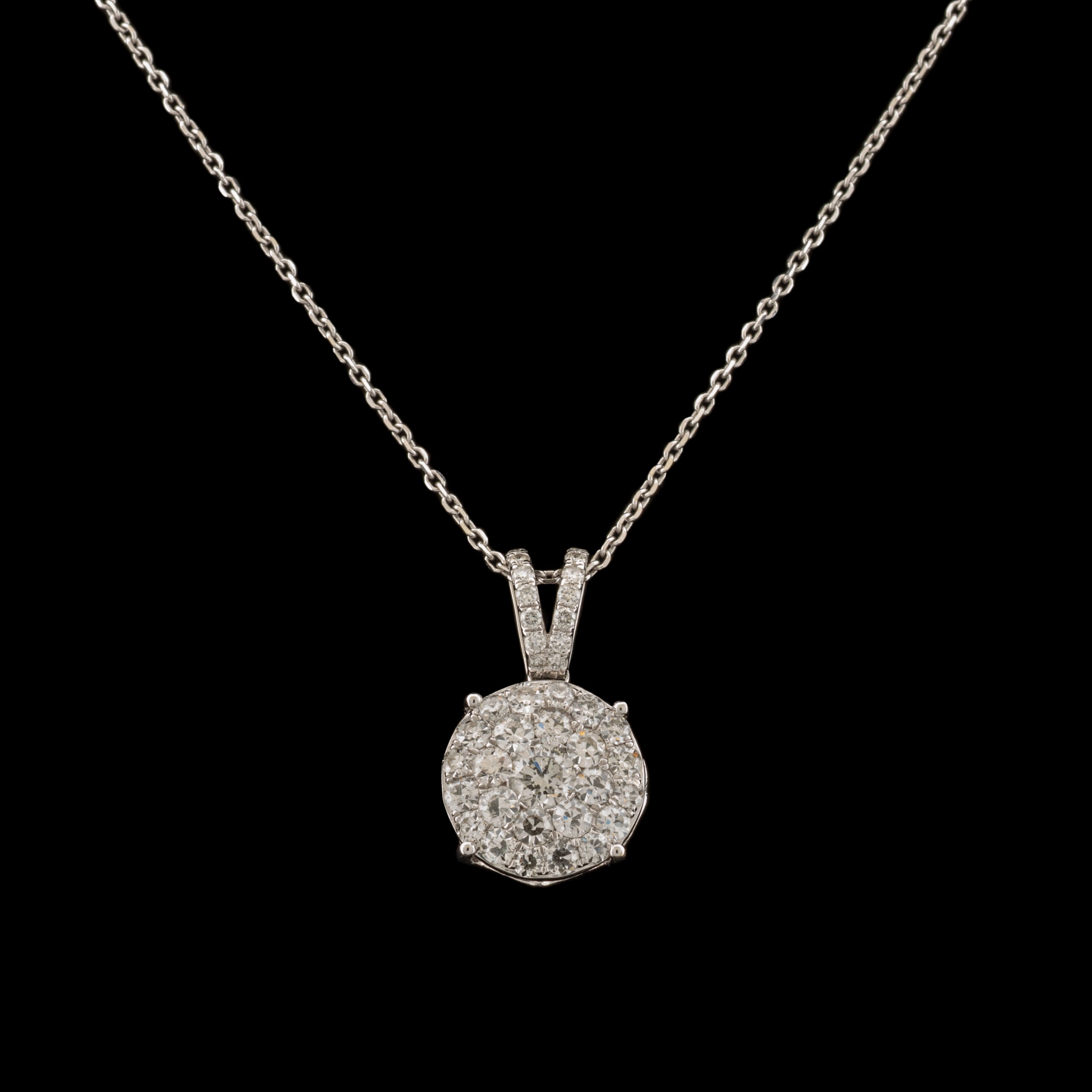 Pre-Owned Diamond Cluster Necklace in 14K White Gold
