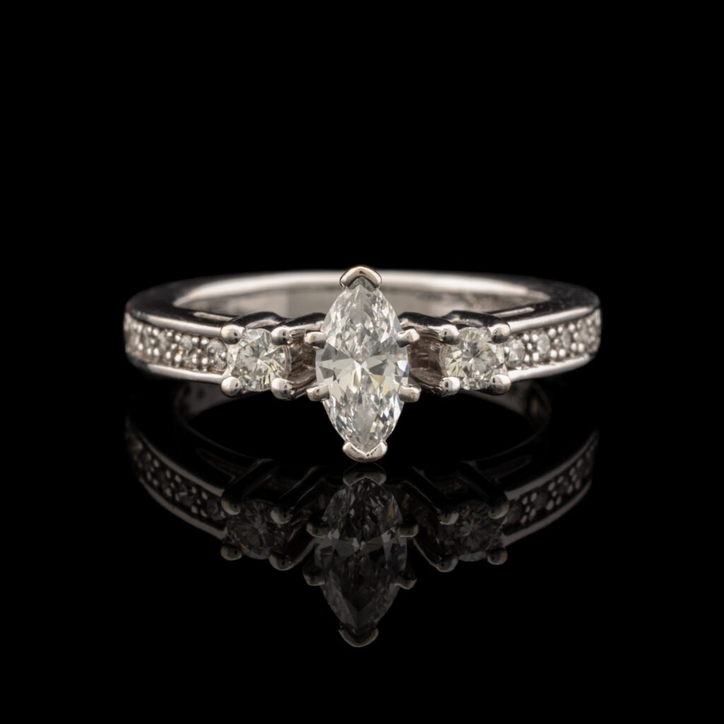 Pre-Owned Marquise Diamond Ring in 14K White Gold
