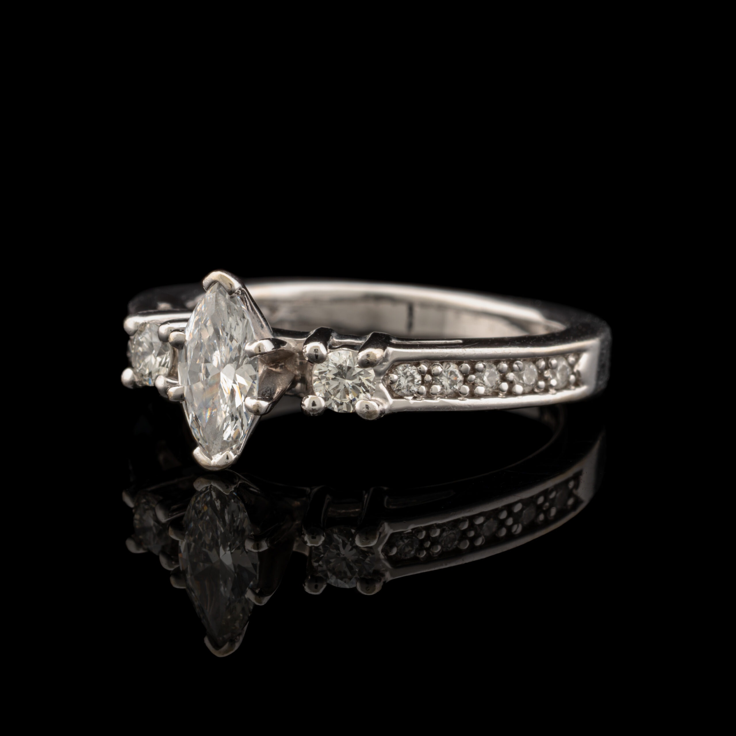 Pre-Owned Marquise Diamond Ring in 14K White Gold