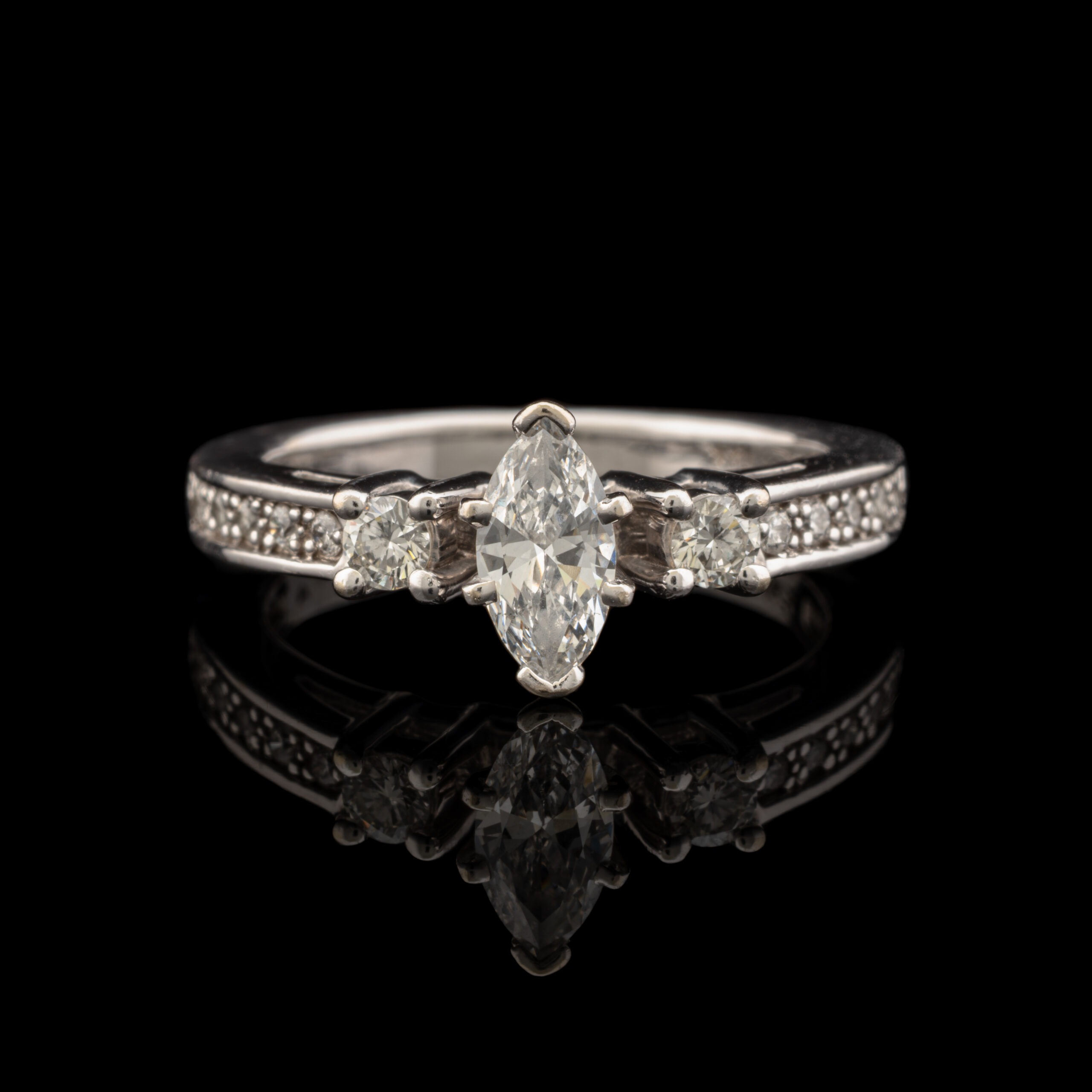 Pre-Owned Marquise Diamond Ring in 14K White Gold