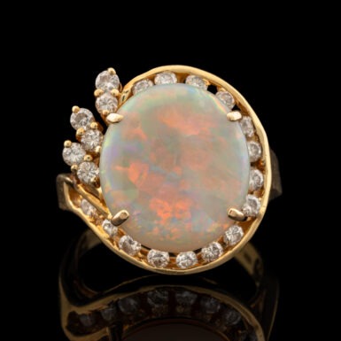 Pre-Owned Opal & Diamond Ring in 18K
