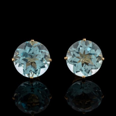 Pre-Owned Blue Topaz Stud Earrings in 14K