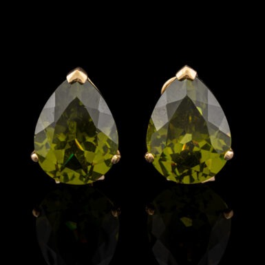 Pre-Owned Green Sphene Post Earrings in 12K