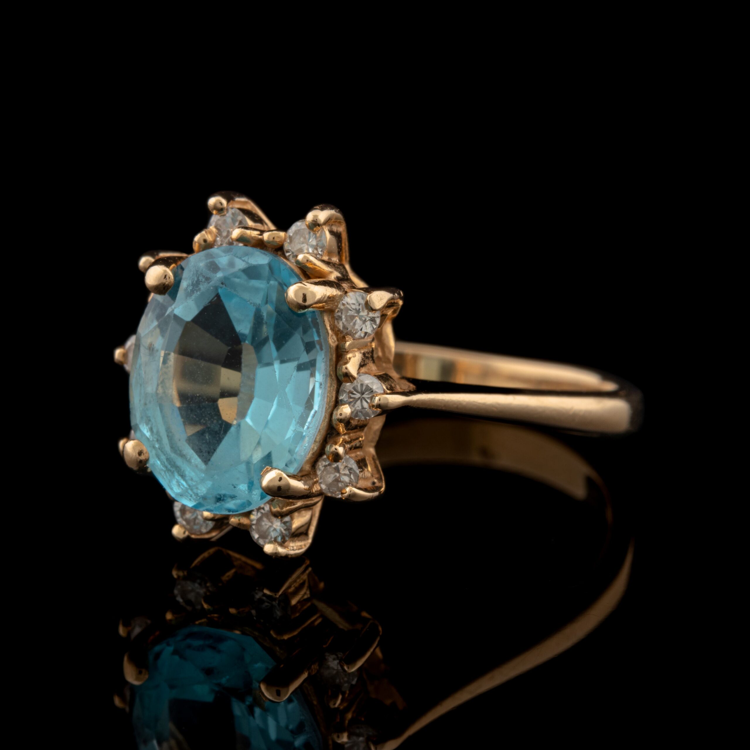 Pre-Owned Blue Topaz & Diamond Ring in 14K