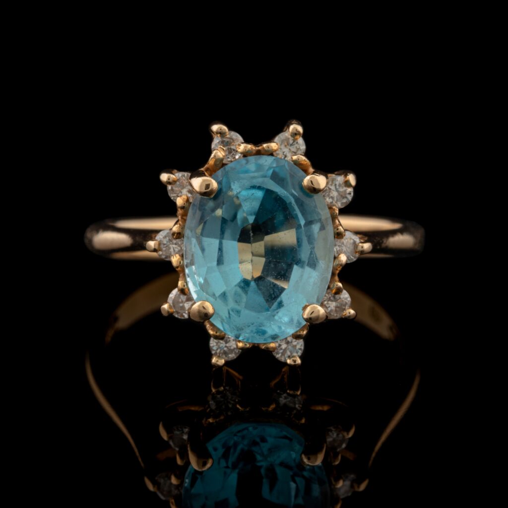 Pre-Owned Blue Topaz & Diamond Ring in 14K