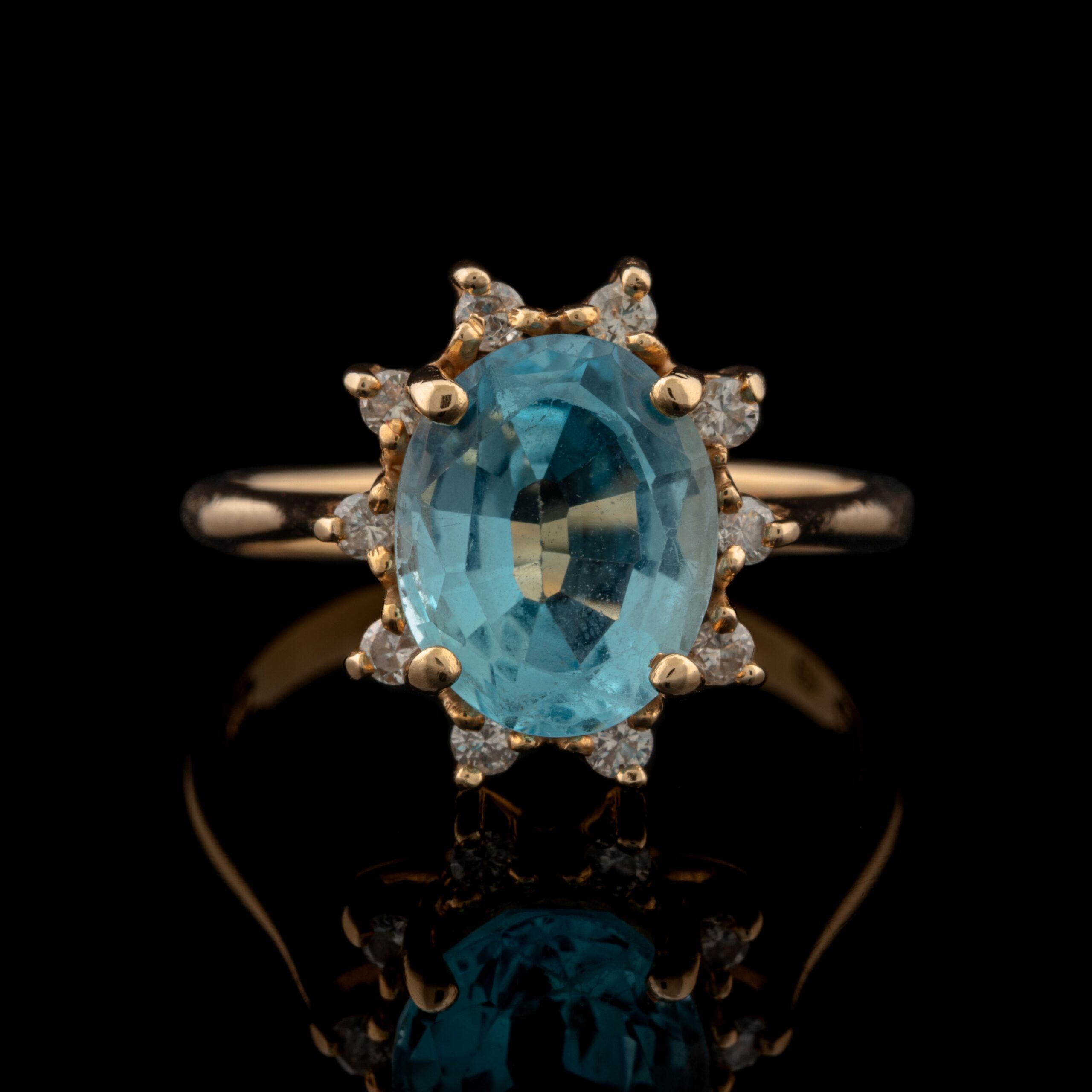 Pre-Owned Blue Topaz & Diamond Ring in 14K