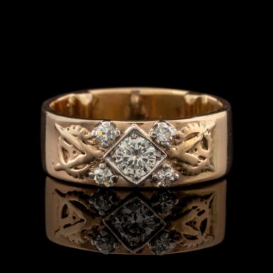 Vintage Wide Diamond Band in 14K