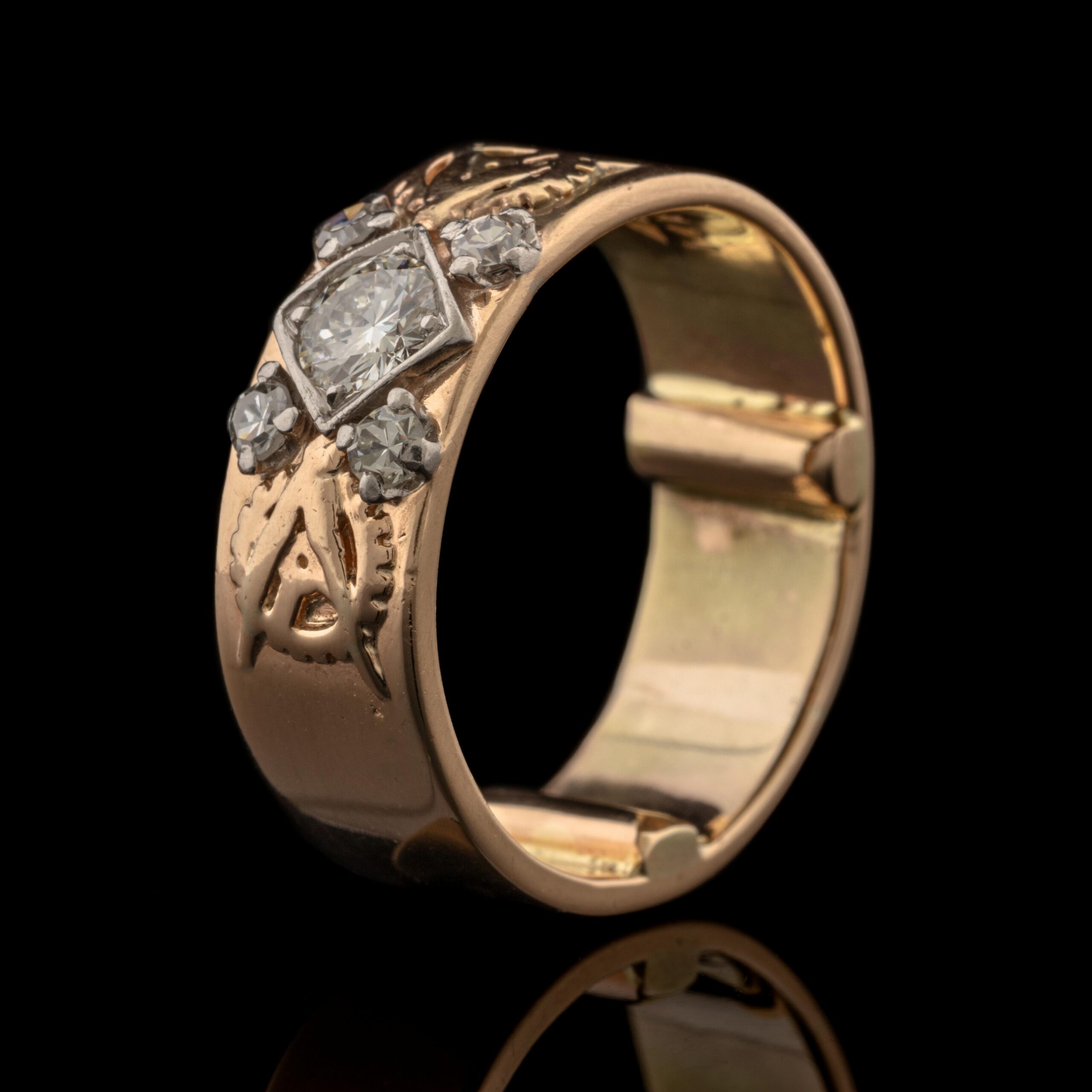 Vintage Wide Diamond Band in 14K