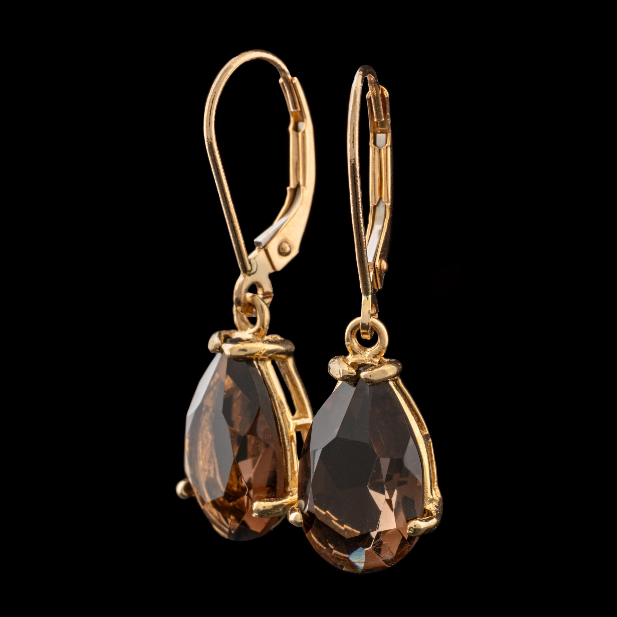 Pre-Owned Smoky Quartz Dangle Earrings in 14K