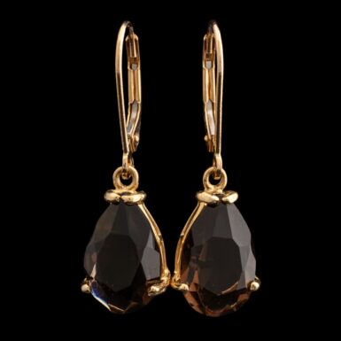 Pre-Owned Smoky Quartz Dangle Earrings in 14K