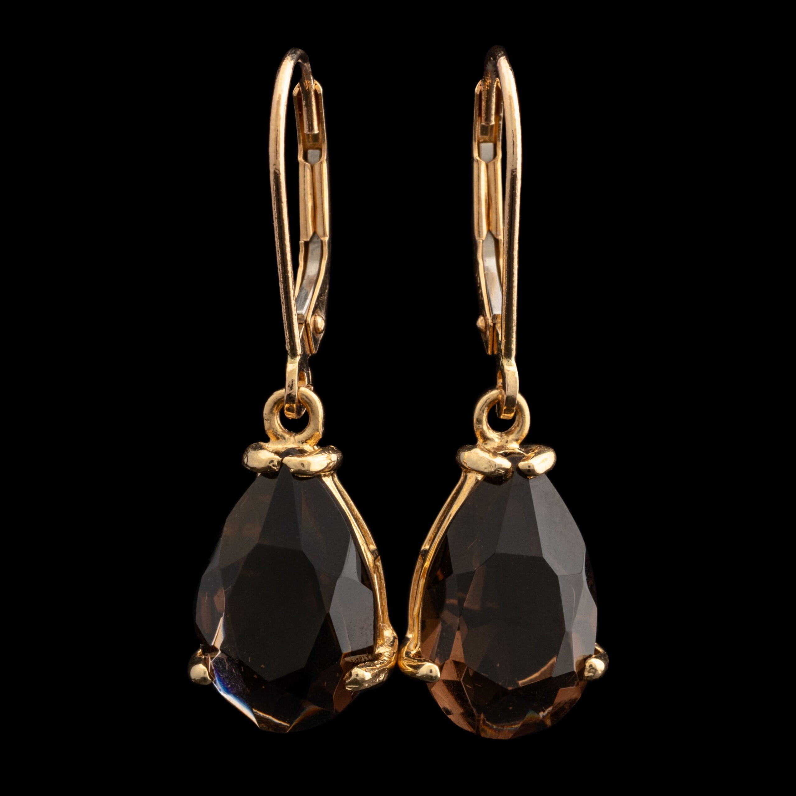 Pre-Owned Smoky Quartz Dangle Earrings in 14K