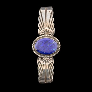 Wilson & Carolyn Begay Pre-Owned Native American Lapis Cuff Bracelet in Sterling Silver