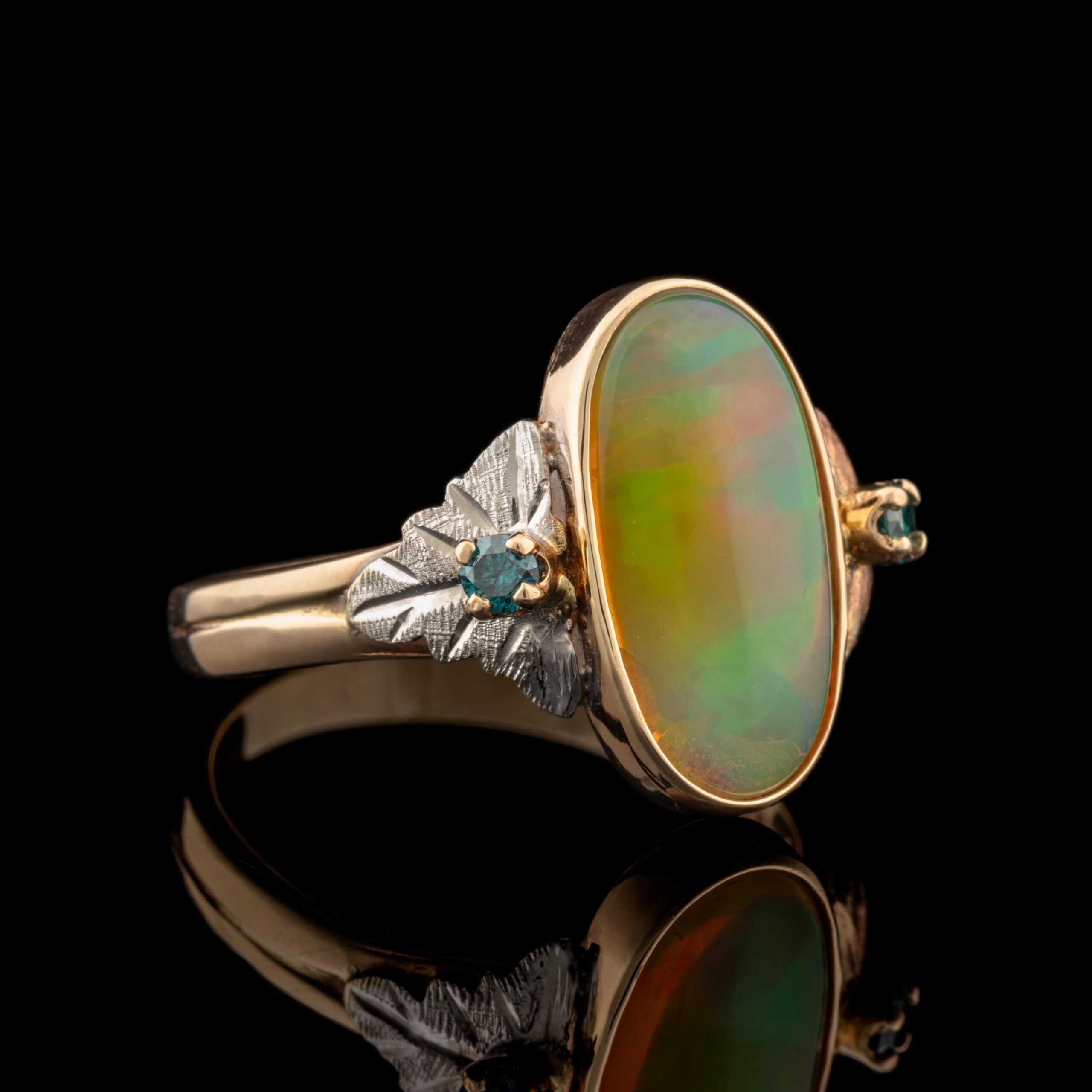 Pre-Owned Opal & Diamond Ring in 14K