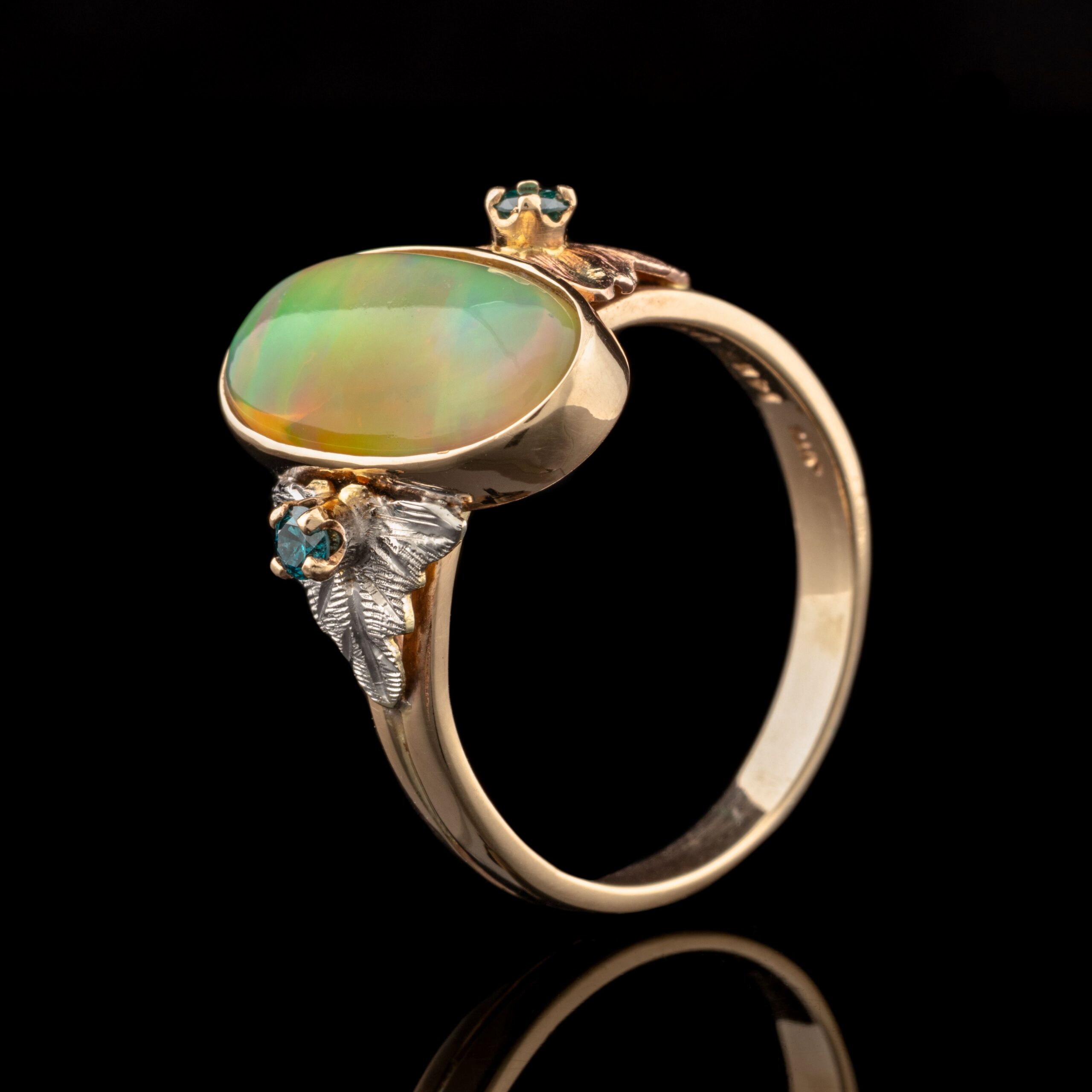 Pre-Owned Opal & Diamond Ring in 14K