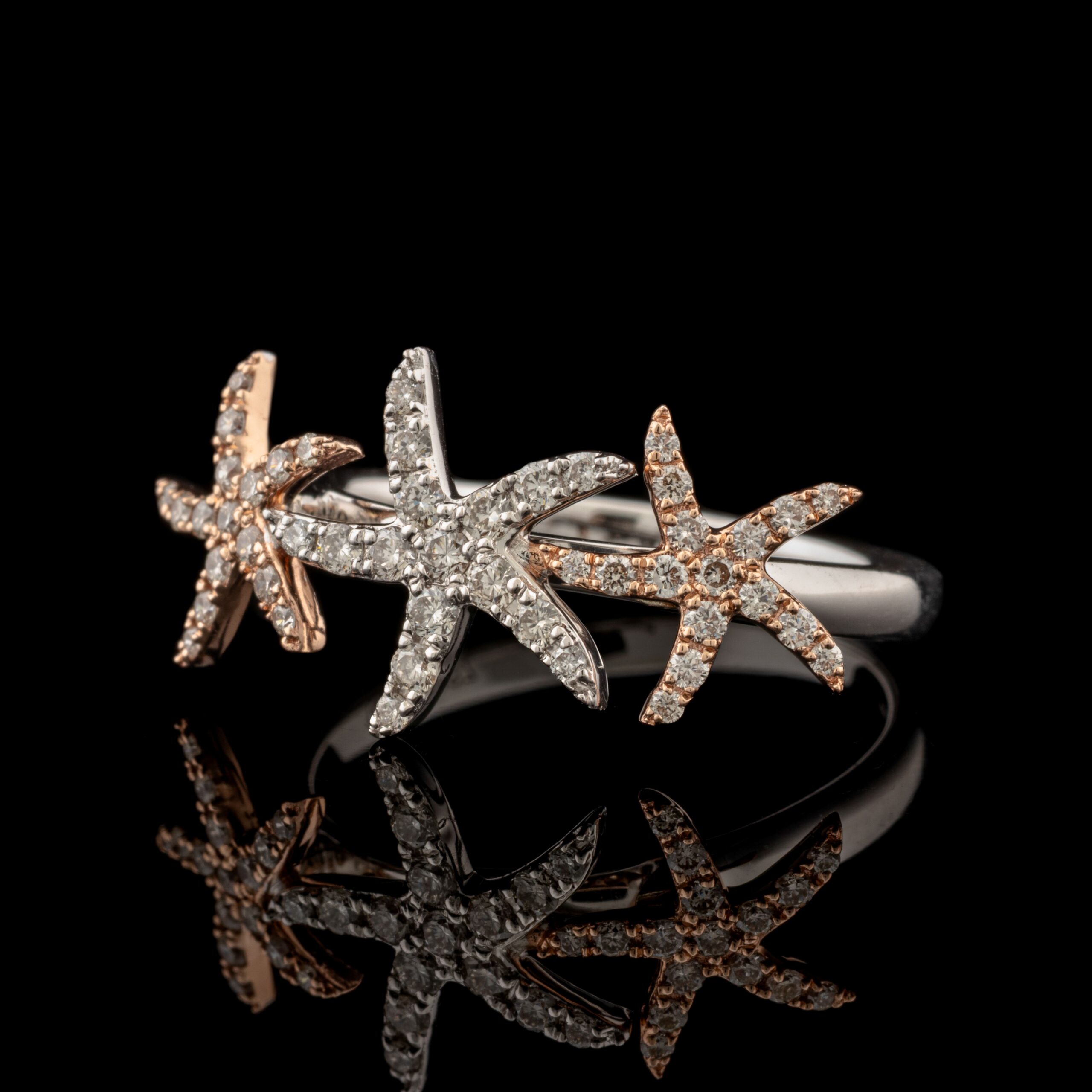 Pre-Owned Diamond Starfish Ring in 14K White & Rose Gold