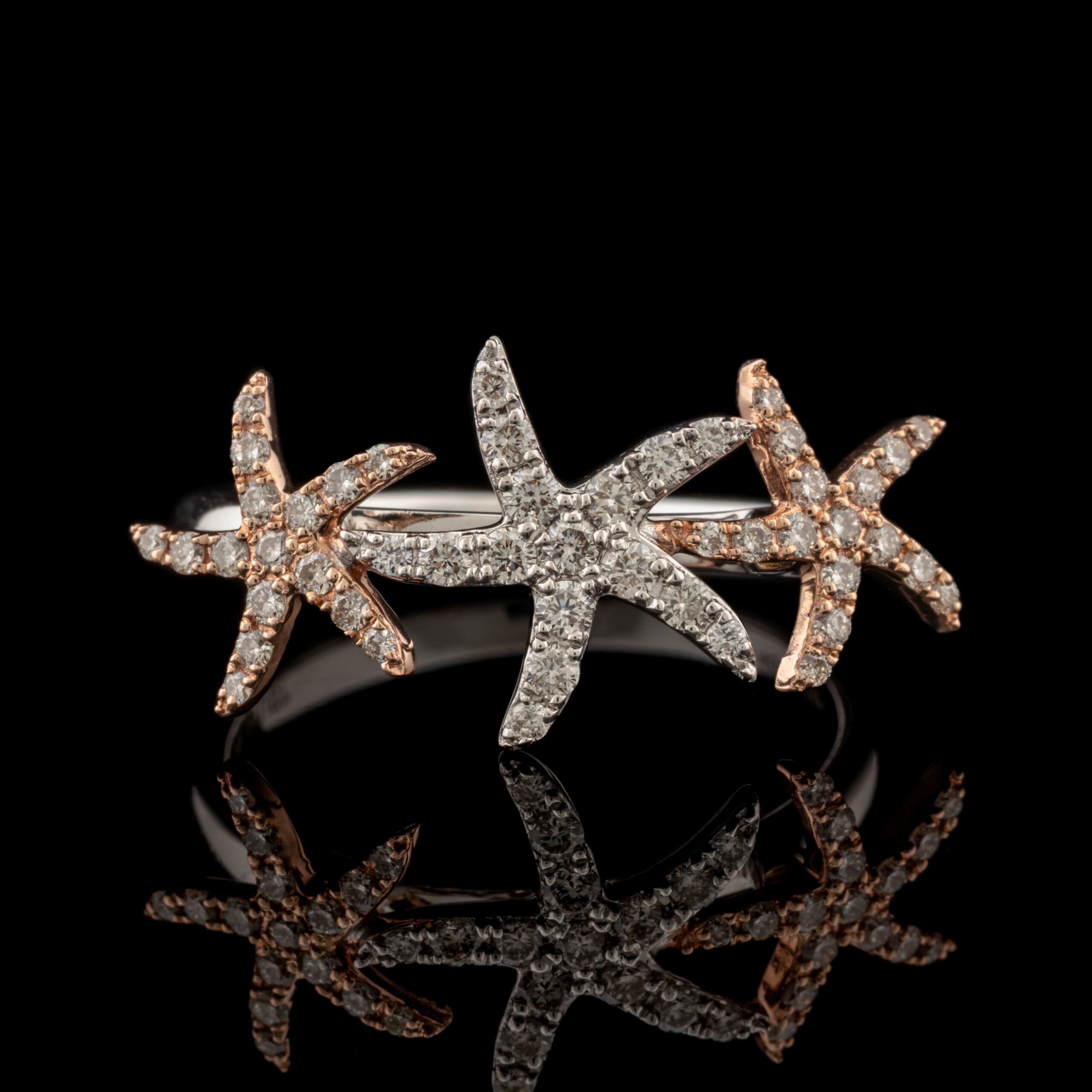 Pre-Owned Diamond Starfish Ring in 14K White & Rose Gold