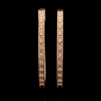 Pre-Owned Diamond Hoop Earrings in 14K Rose Gold