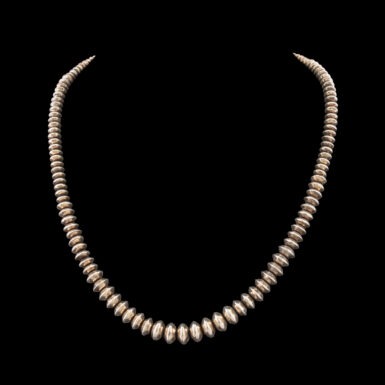 Native American Navajo Saucer Bead Necklace in Sterling Silver