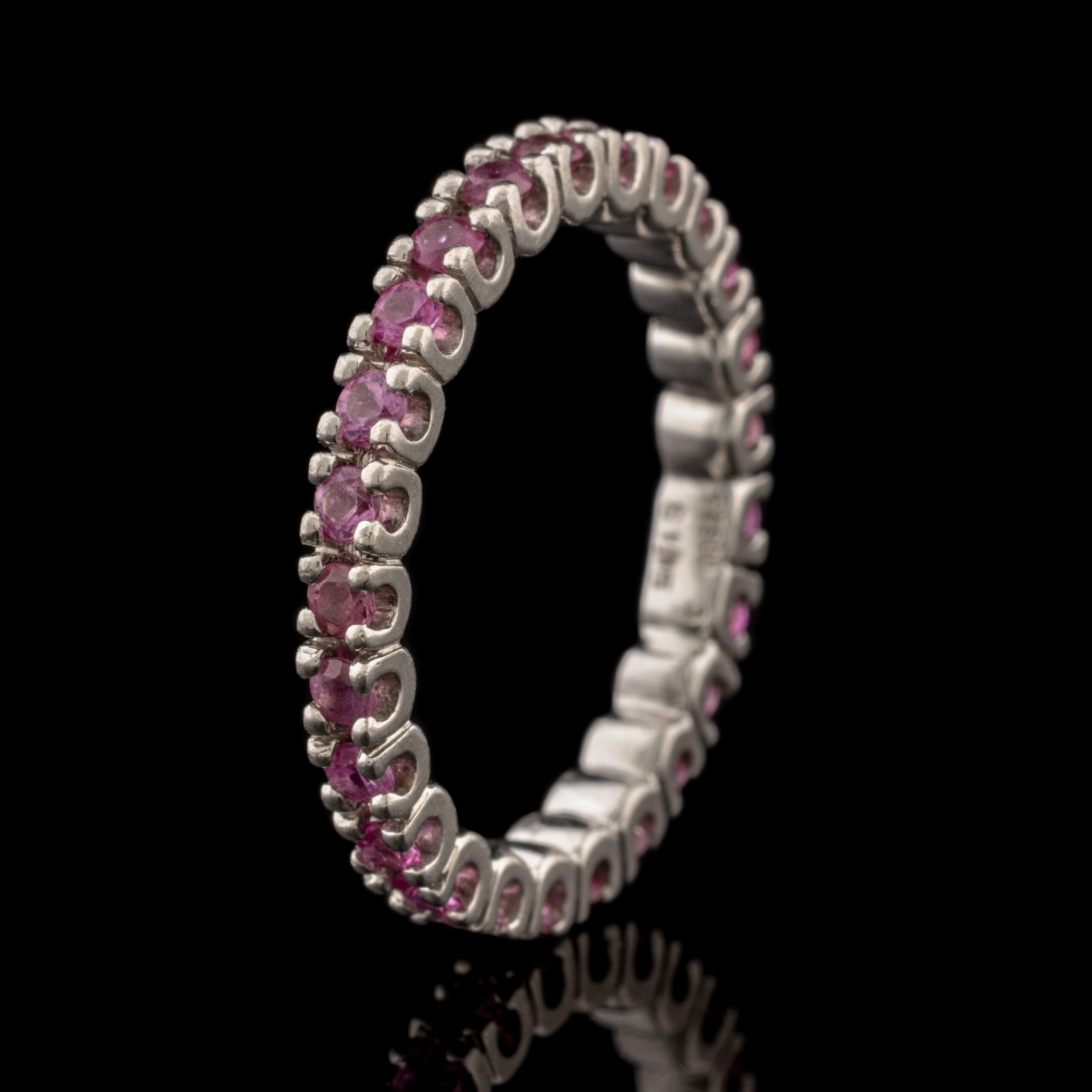 Pre-Owned Eternity Pink Sapphire Band in Platinum