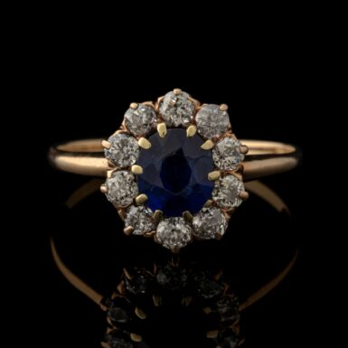 Vintage Sapphire & Diamond Ring in 14K Yellow Gold