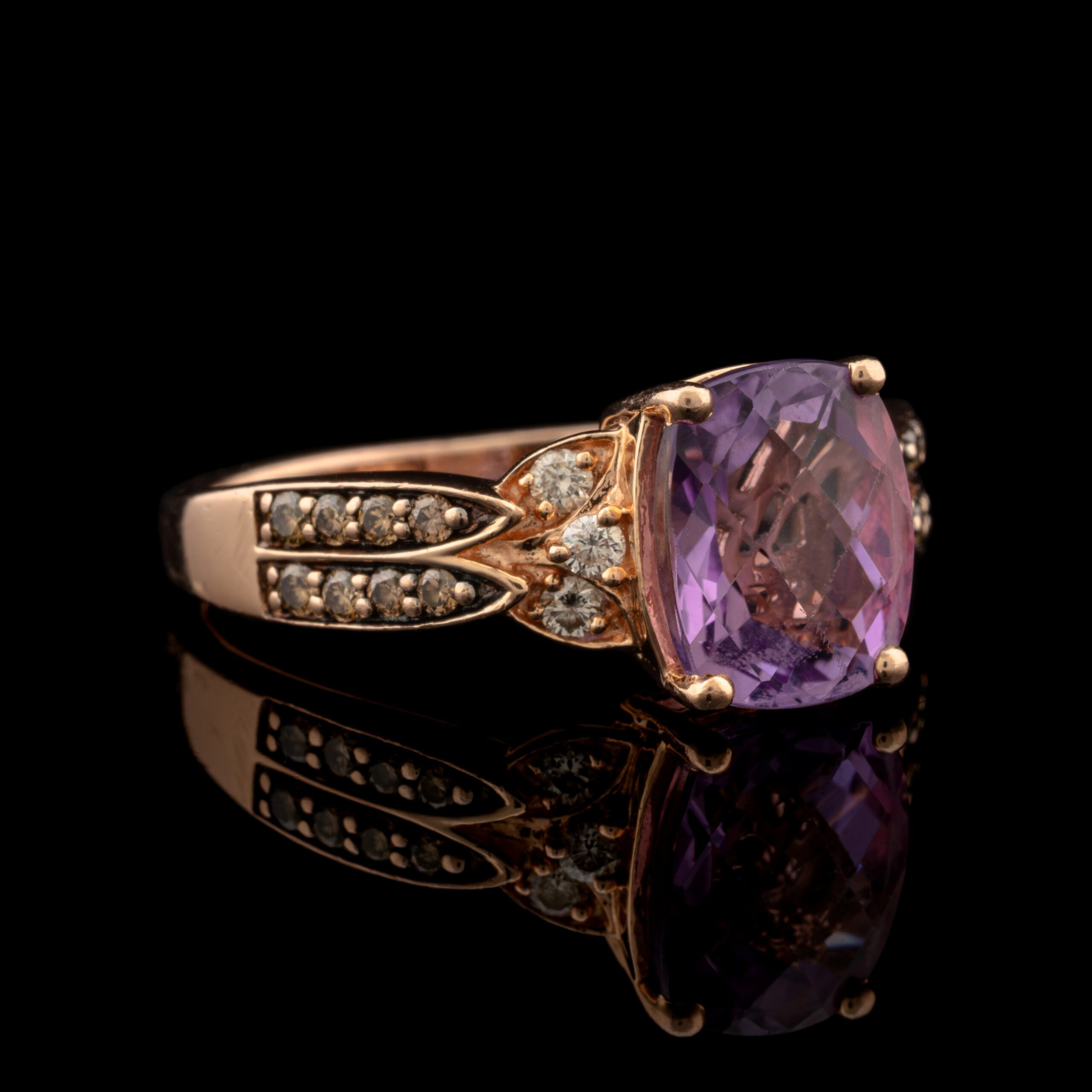 Pre-Owned Amethyst & Diamond Ring in 14K Rose Gold
