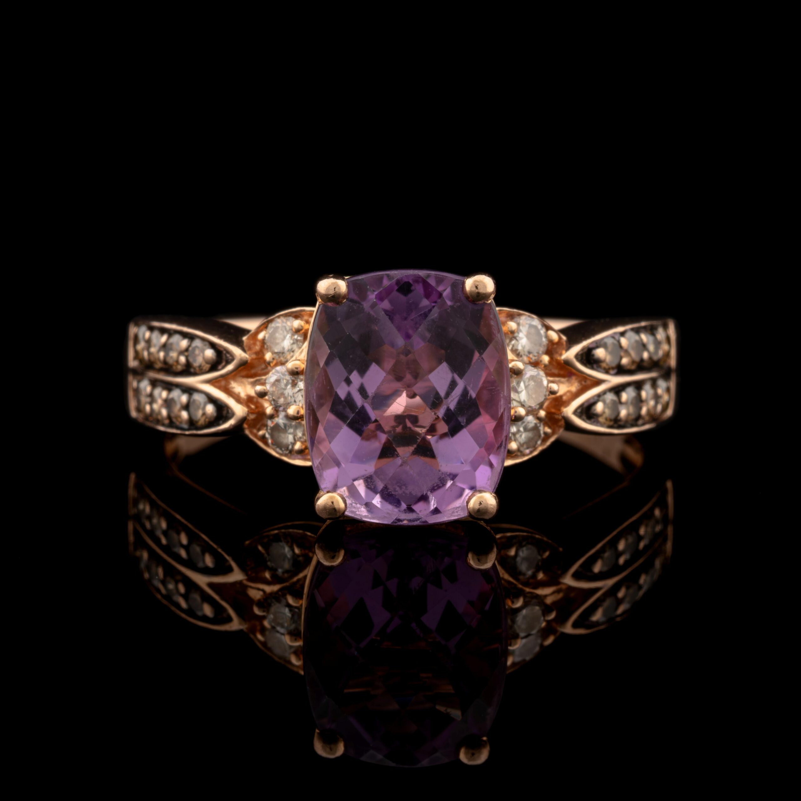 Pre-Owned Amethyst & Diamond Ring in 14K Rose Gold