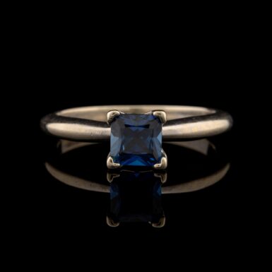 Pre-Owned .85 Carat Sapphire Ring in 14K White Gold