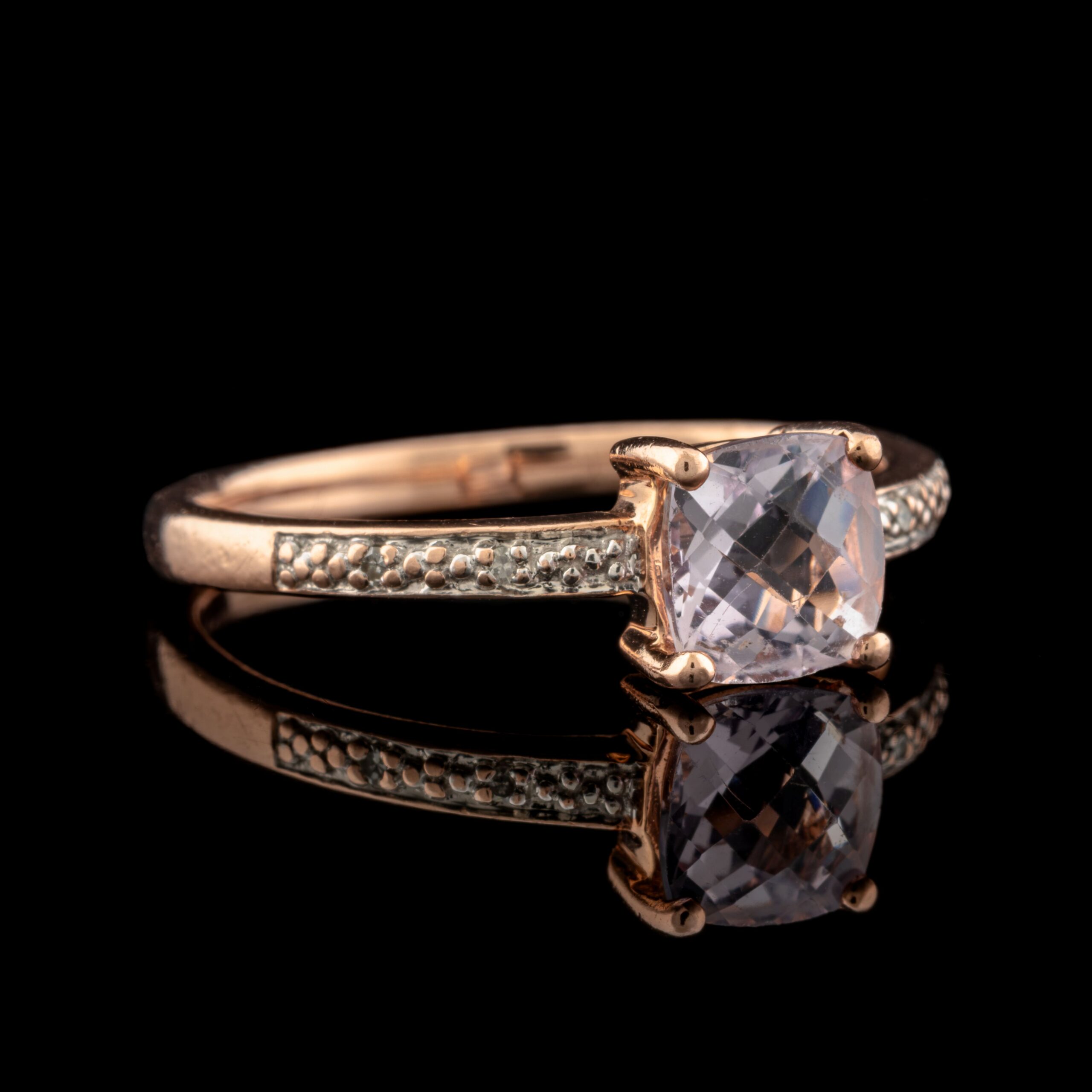 Pre-Owned Rose Quartz & Diamond Ring in 10K Rose Gold