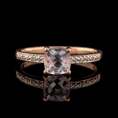 Pre-Owned Rose Quartz & Diamond Ring in 10K Rose Gold