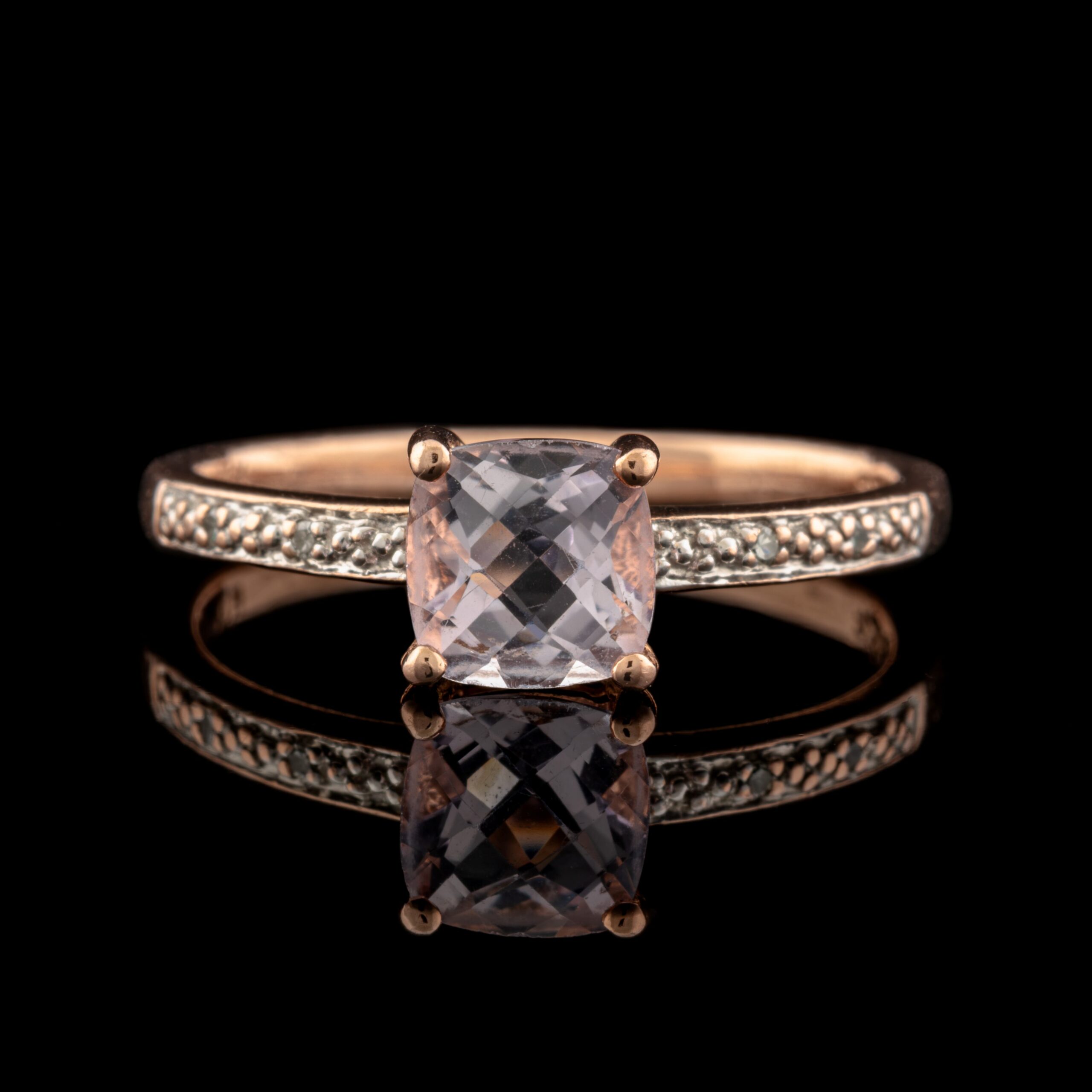 Pre-Owned Rose Quartz & Diamond Ring in 10K Rose Gold