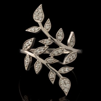 Angara Pre-Owned Diamond Olive Leaf Vine Ring in Platinum
