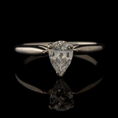 Pre-Owned .50 Carat Pear Diamond Ring in 14K White Gold