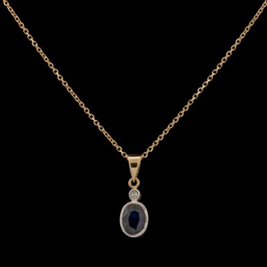 Pre-Owned Sapphire & Diamond Necklace in 14K