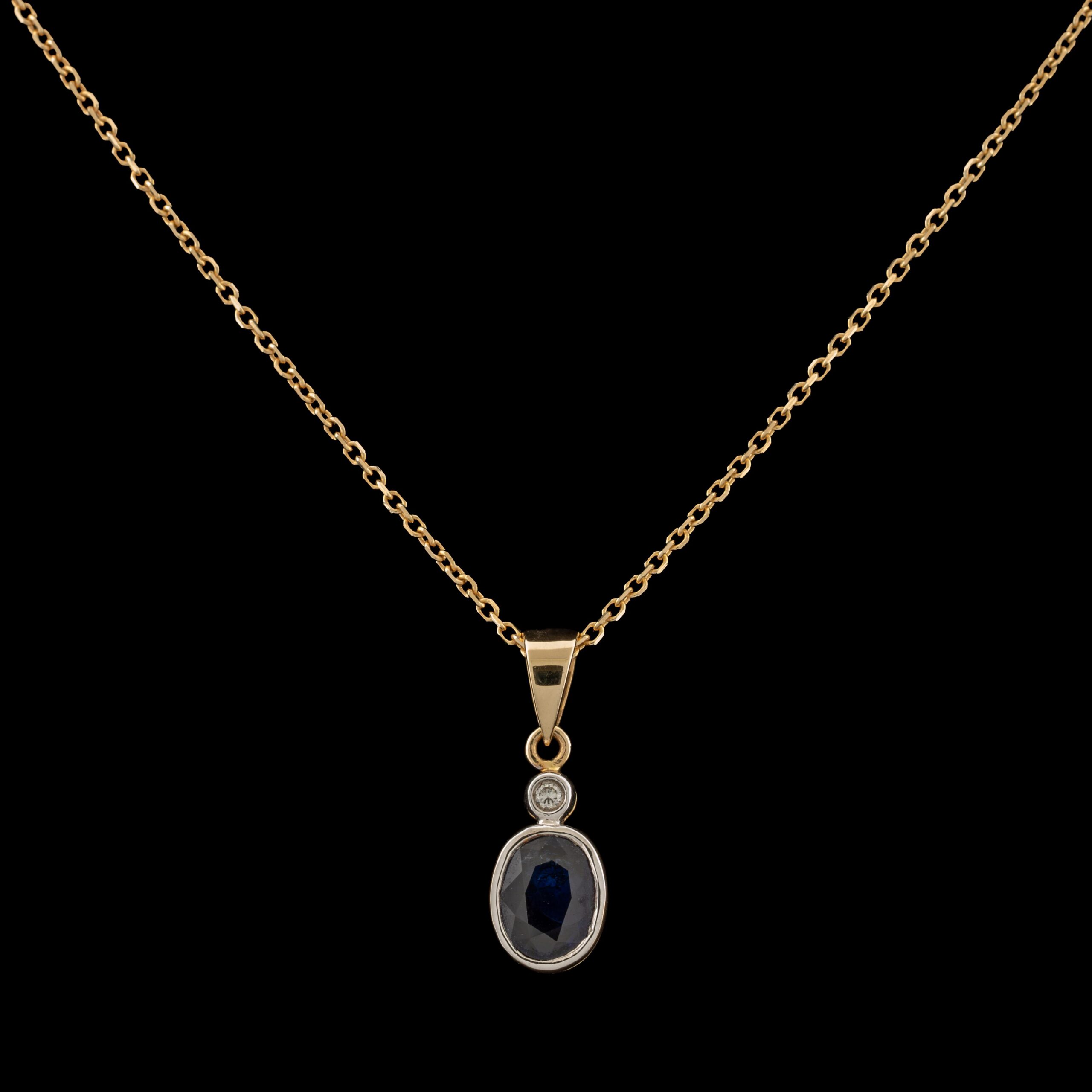 Pre-Owned Sapphire & Diamond Necklace in 14K
