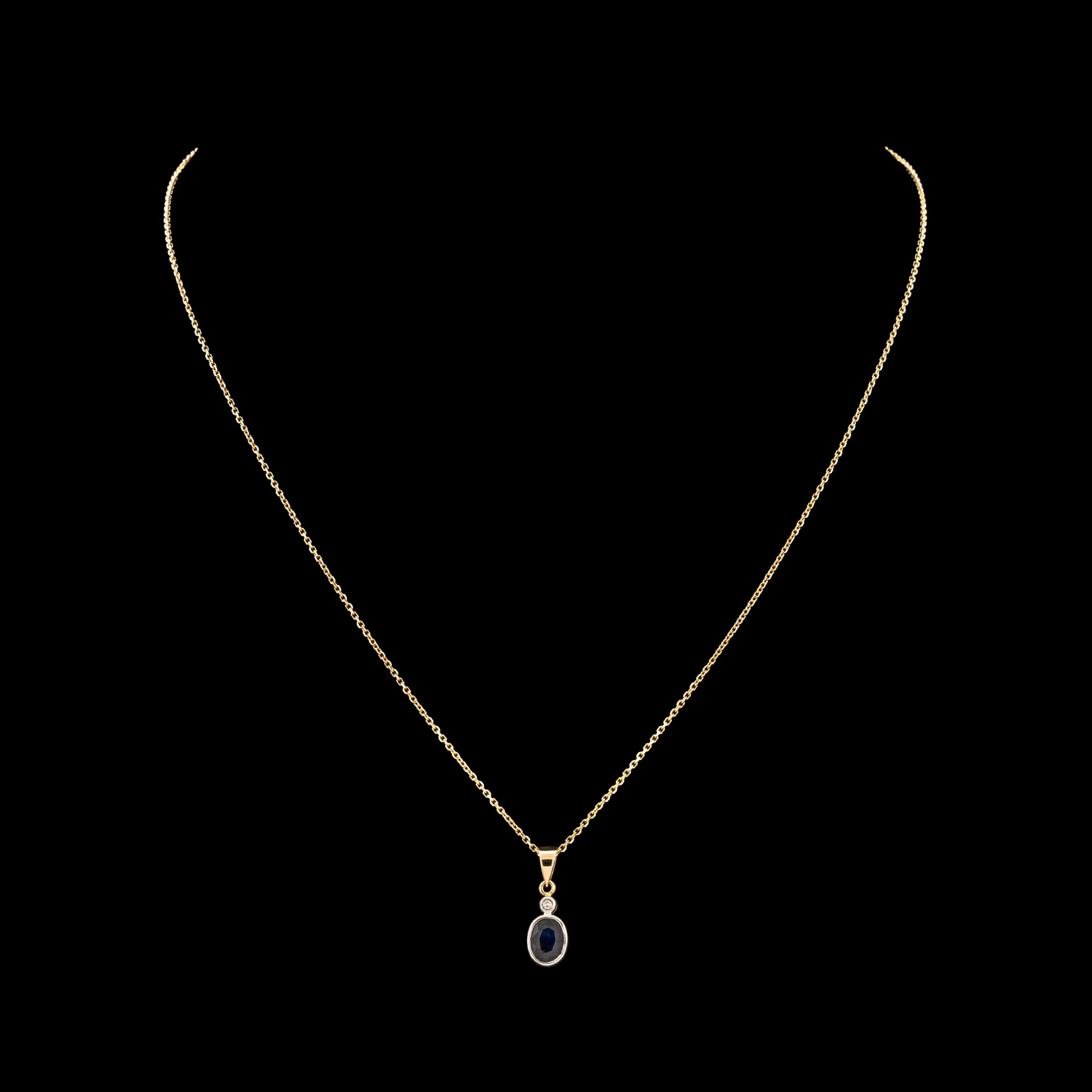 Pre-Owned Sapphire & Diamond Necklace in 14K
